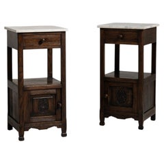 Circa 1900 Louis XV Brown Wood Pair of Side Tables
