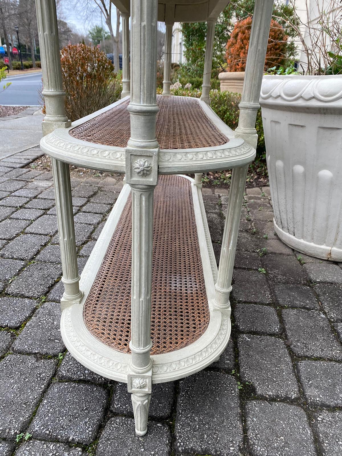 Circa 1900 Louis XVI Style Marble Top 3 Tiered Console, White Carrara Marble Top 4