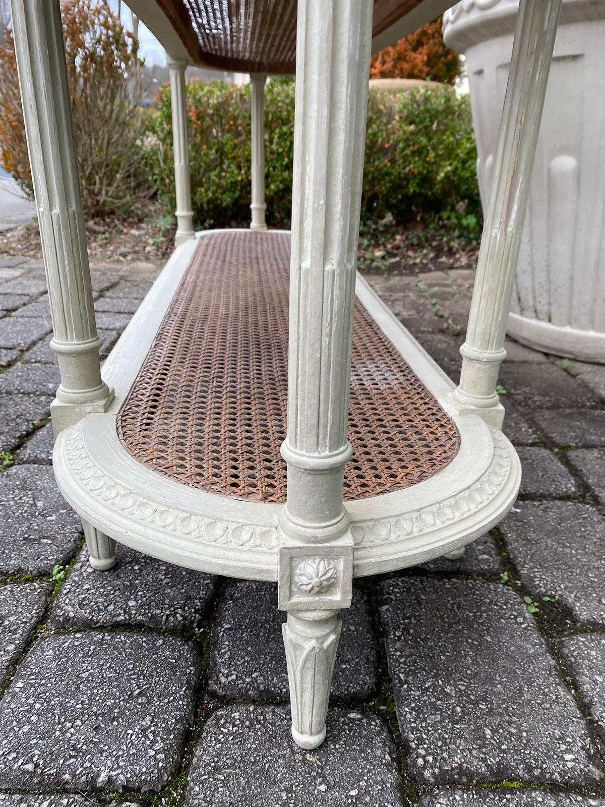 Circa 1900 Louis XVI Style Marble Top 3 Tiered Console, White Carrara Marble Top 5