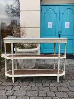 Circa 1900 Louis XVI Style Marble Top 3 Tiered Console, White Carrara Marble Top