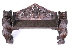 circa 1900 Miniature Model of a Black Forest Bear Bench