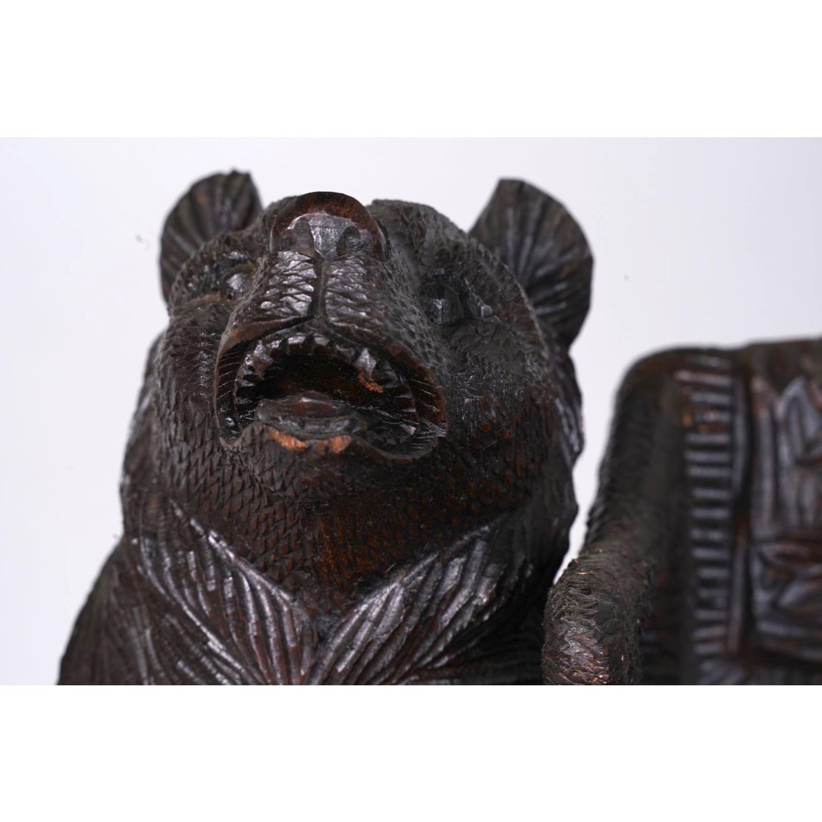 20th Century circa 1900 Miniature Model of a Black Forest Bear Bench For Sale