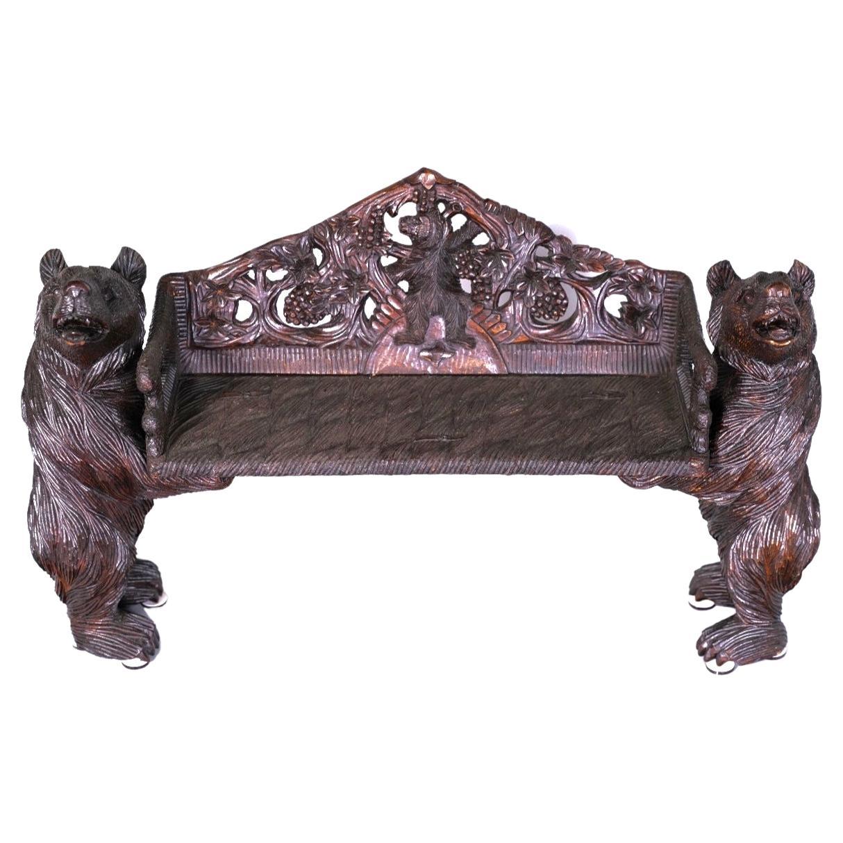 circa 1900 Miniature Model of a Black Forest Bear Bench For Sale