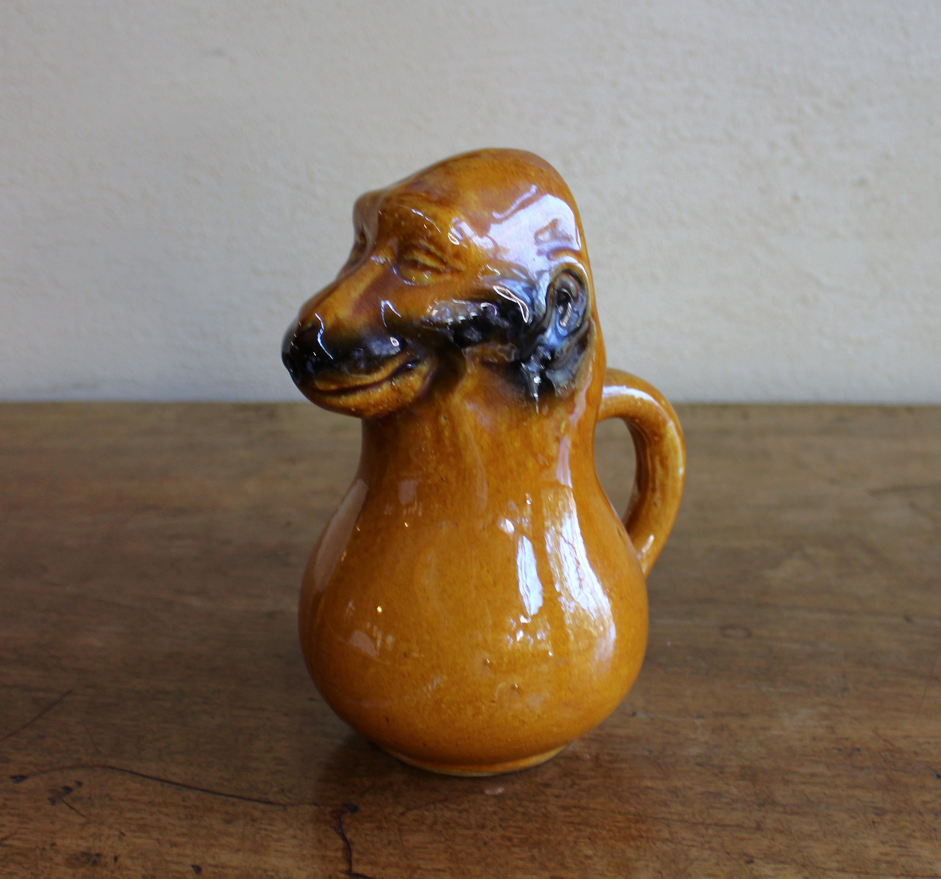 Circa 1900 Monkey Majolica Pitcher For Sale 1