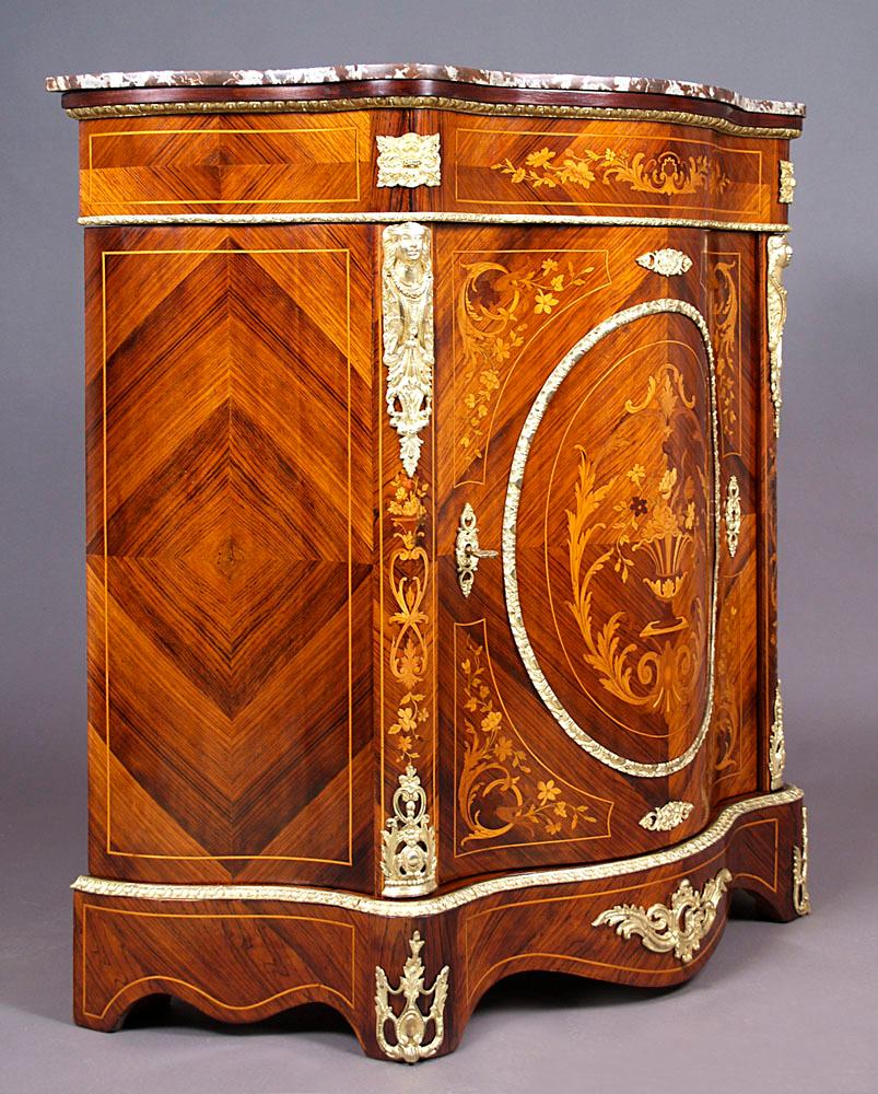 French Napoleon III Style Sideboard Cabinet with Marble Top, circa 1900