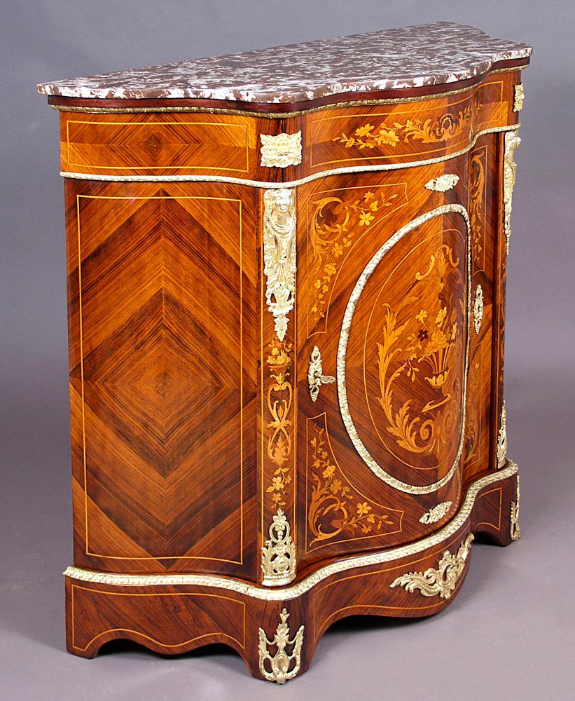 Gilt Napoleon III Style Sideboard Cabinet with Marble Top, circa 1900
