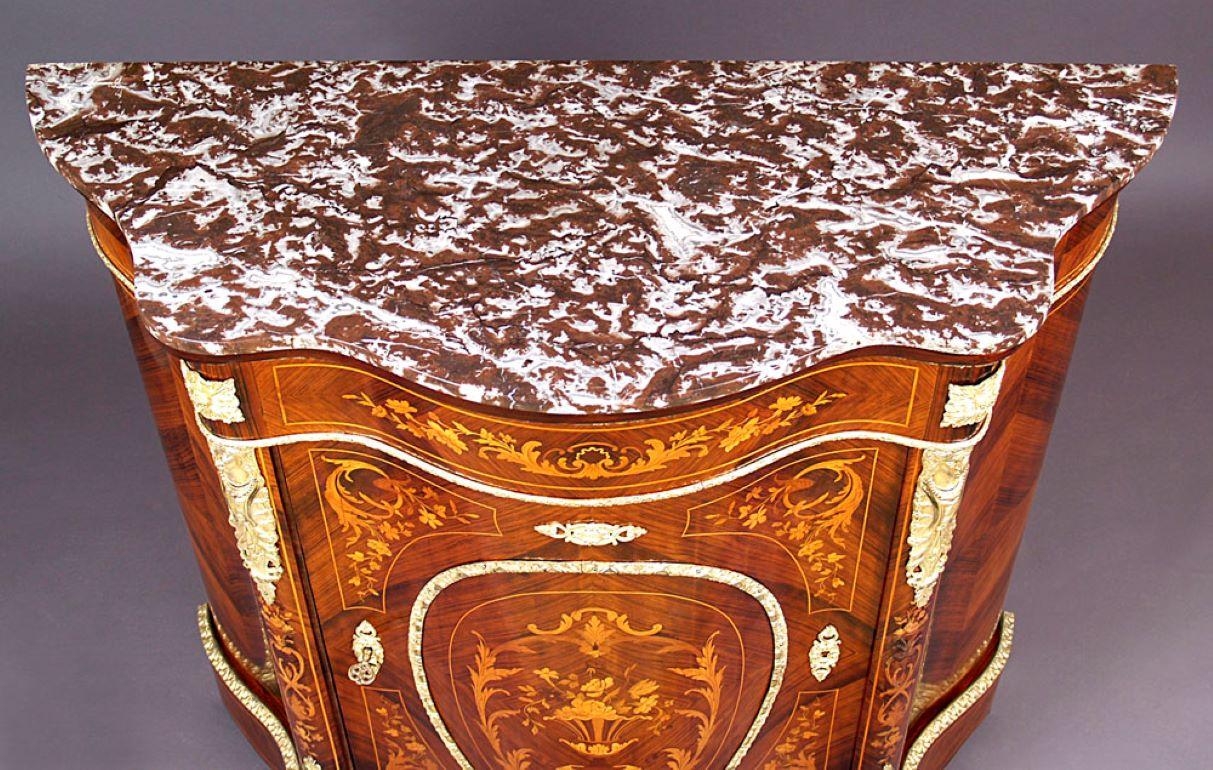 Napoleon III Style Sideboard Cabinet with Marble Top, circa 1900 In Good Condition In Liverpool, GB