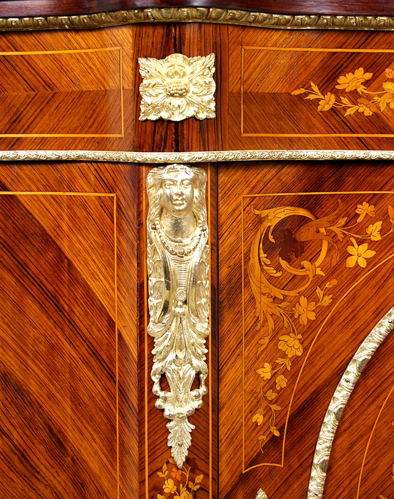 20th Century Napoleon III Style Sideboard Cabinet with Marble Top, circa 1900