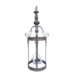 Circa 1900 Neoclassical Fire Gilded Bronze 4 Light Lantern with Gold Accents