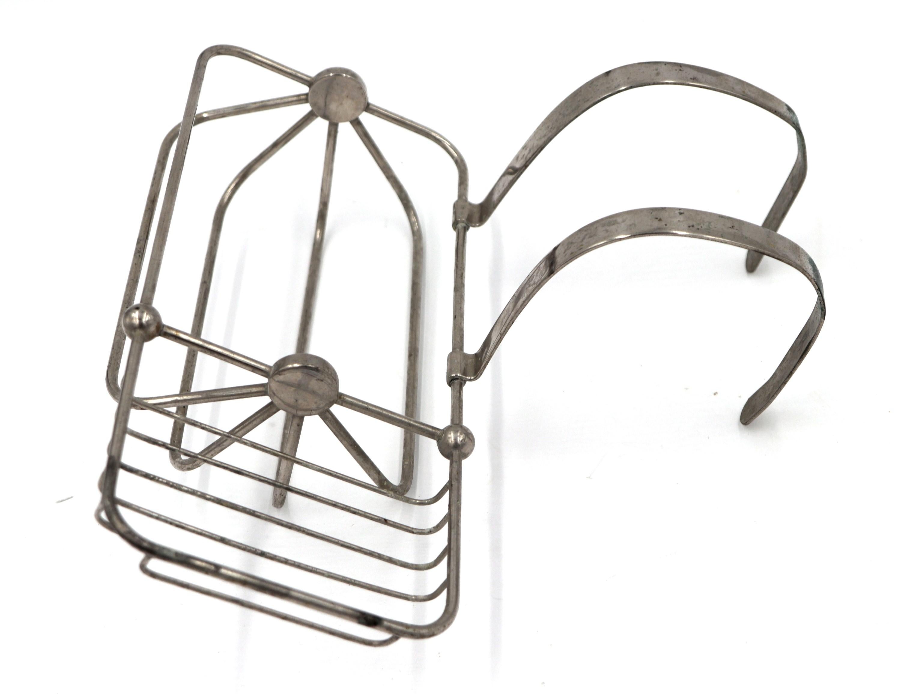 Circa 1900 Nickel Plated Brass Sponge & Soap Holder In Good Condition In New York, NY