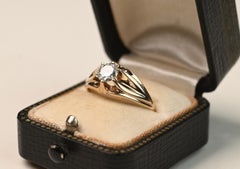Circa 1900 Old European Cut Diamond (Approx 0.60Carat) Ring 14k Yellow Gold