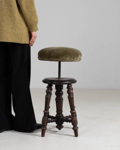 Circa 1900 Olive Wood Piano Stool With Upholstered Seat