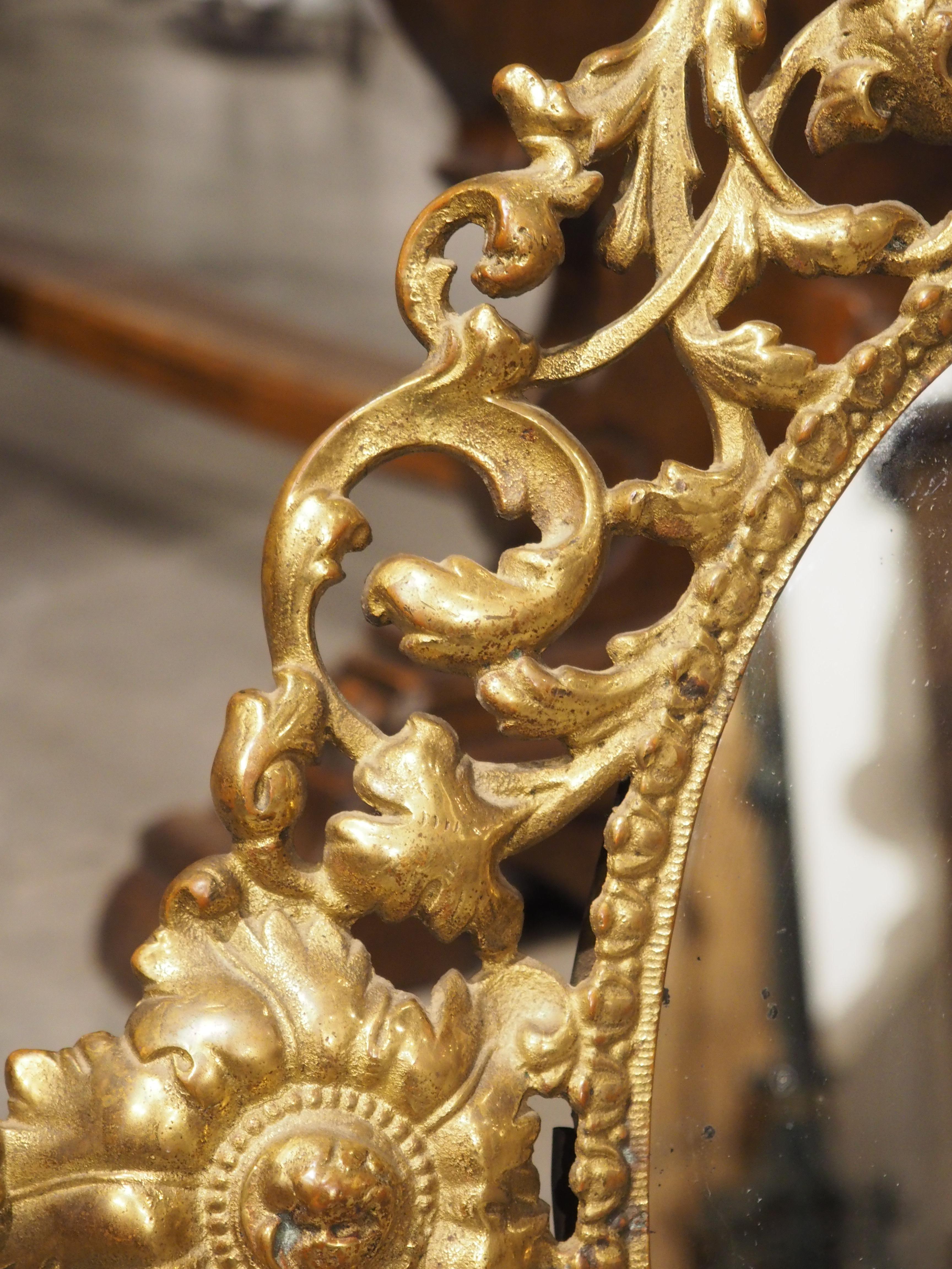 Circa 1900 Oval Gilt Bronze Table Mirror from Italy For Sale 3