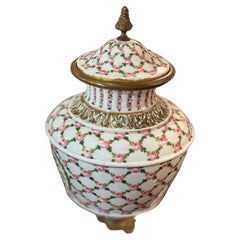 Circa 1900 Pair French Sevres Porcelain Urns with Bronze Mounts