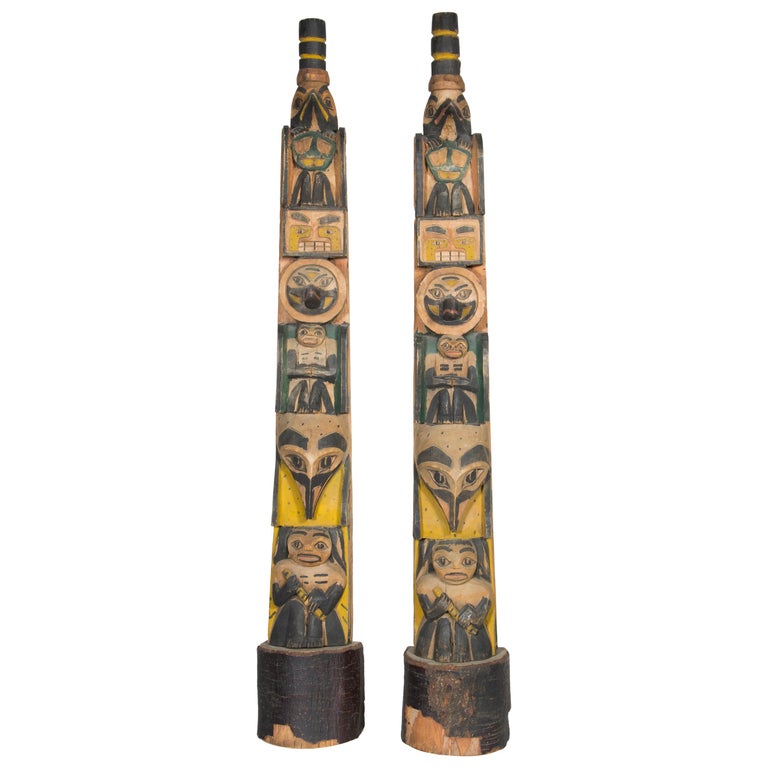 Circa 1900 Pair of Northwest Coast Totems For Sale