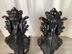 Circa 1900 Paire de chenets à motif de lion