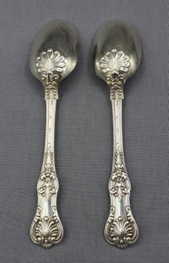 Circa 1900 Pair of Sterling Silver Dessert Spoons in "English King" by Tiffany