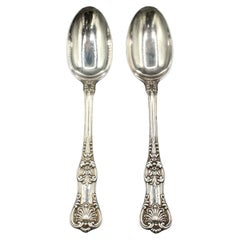 Circa 1900 Pair of Sterling Silver Dessert Spoons in "English King" by Tiffany