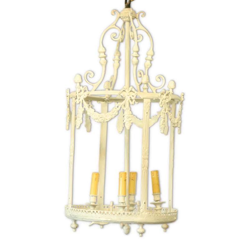 Early 20th Century Circa 1900, Parisienne Bronze Painted Lantern / Chandelier For Sale