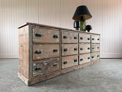 Circa 1900 Pottery Workshop Bank of Drawers