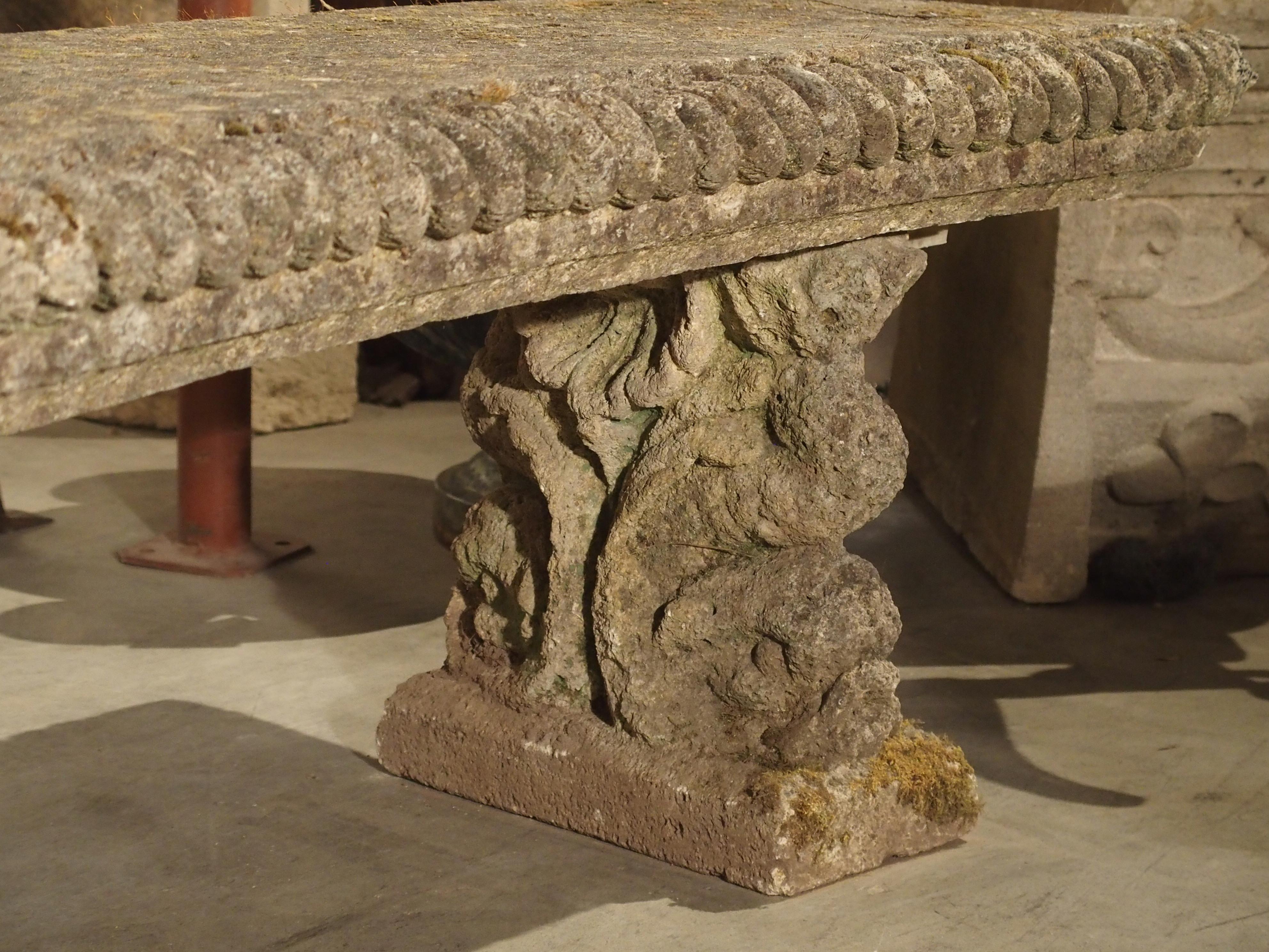 20th Century Reconstituted Stone Dolphins Bench from France, circa 1900