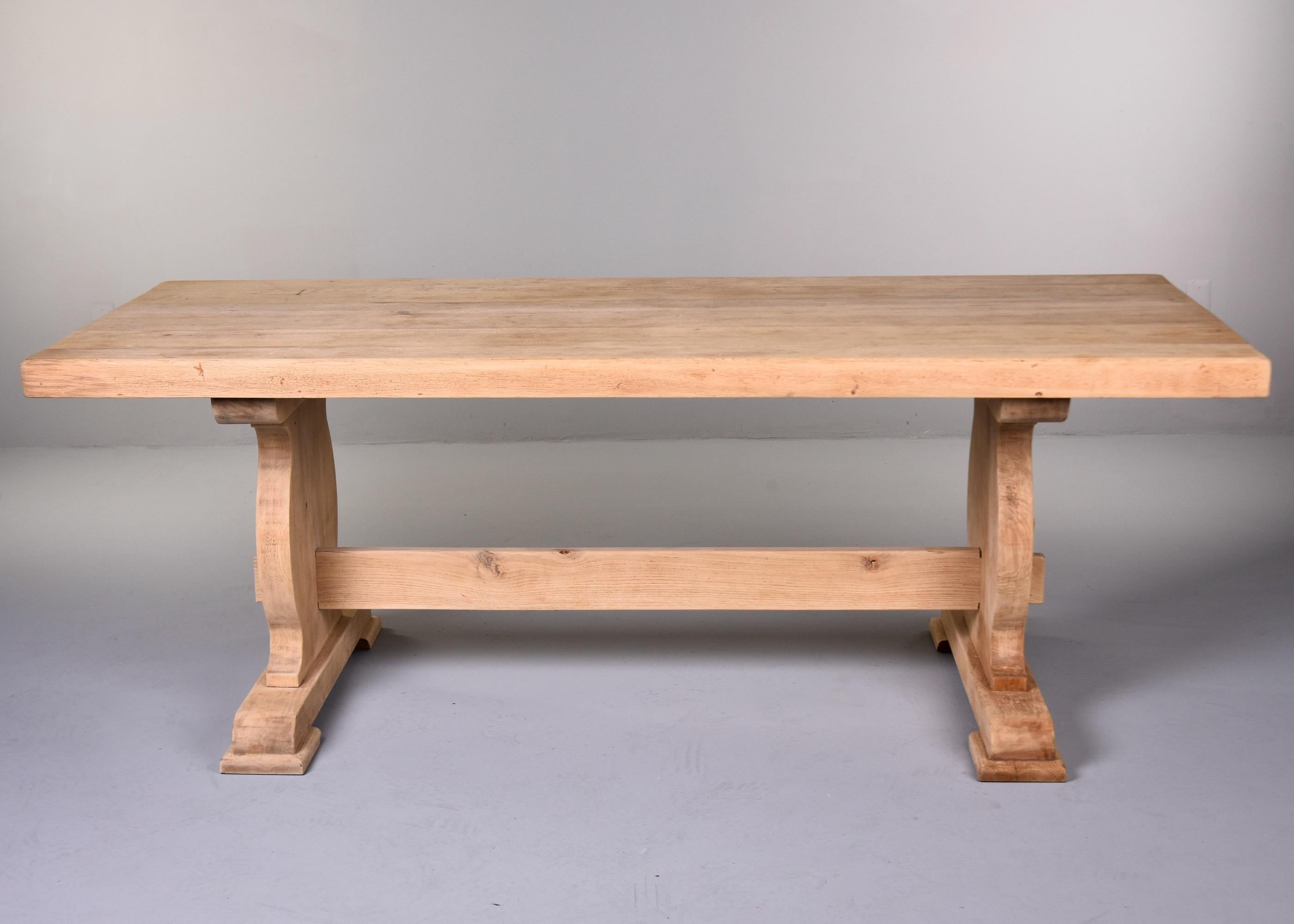 20th Century Circa 1900 Sanded Bare Oak French Country Trestle Table For Sale