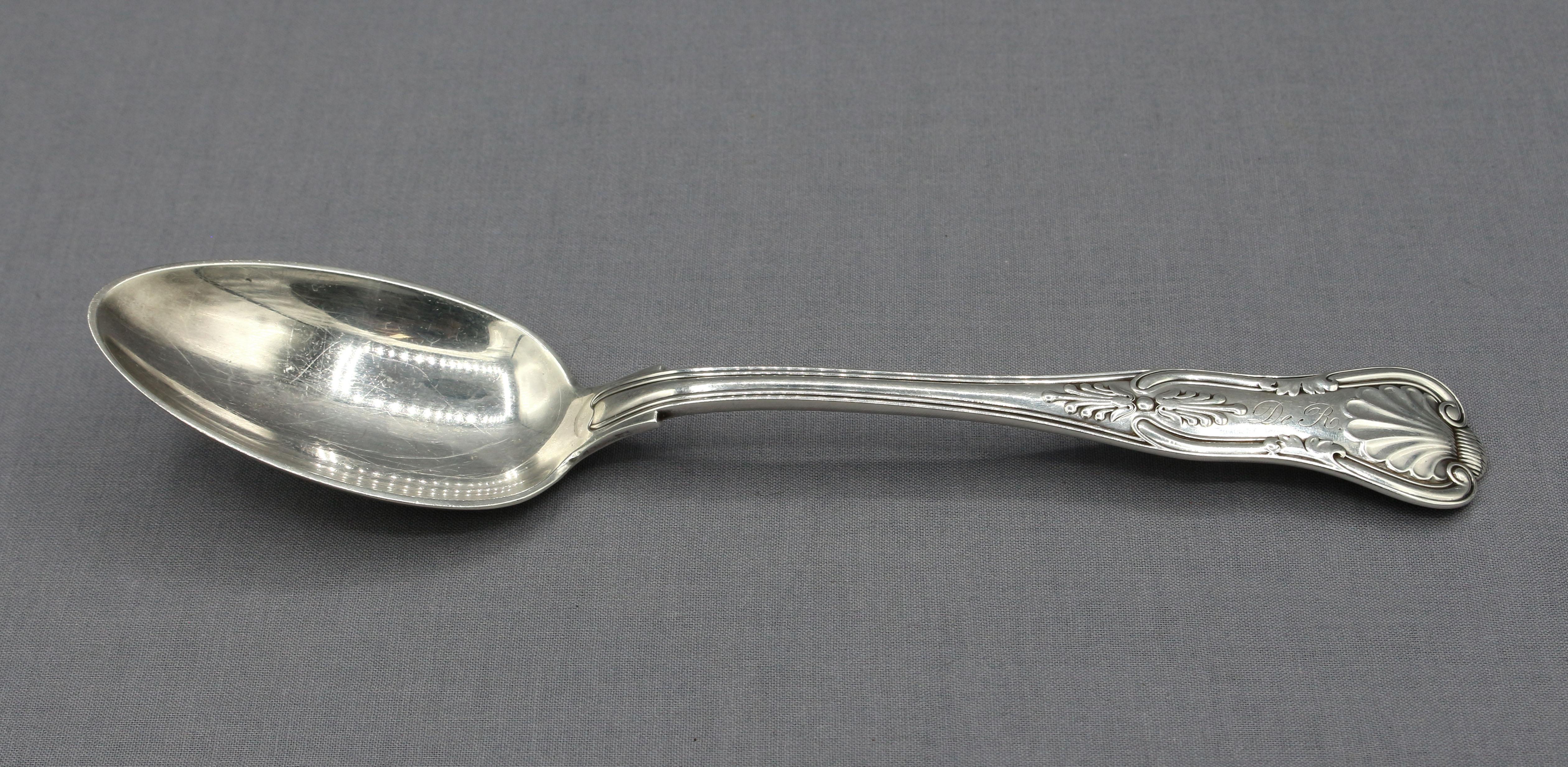 Rococo Revival Circa 1900 Set of 4 Sterling Silver Serving Spoons in 