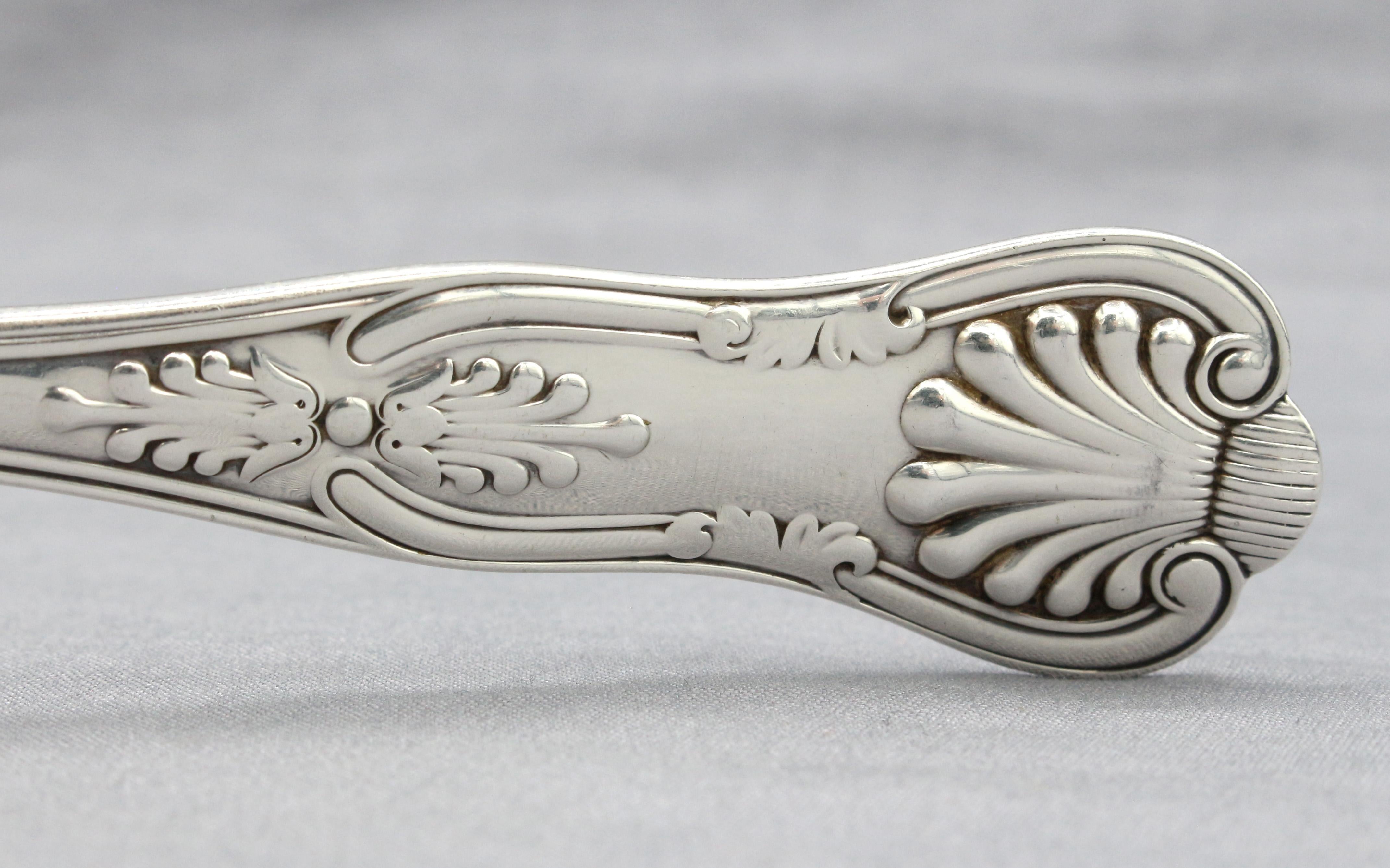 Engraved Circa 1900 Set of 4 Sterling Silver Serving Spoons in 