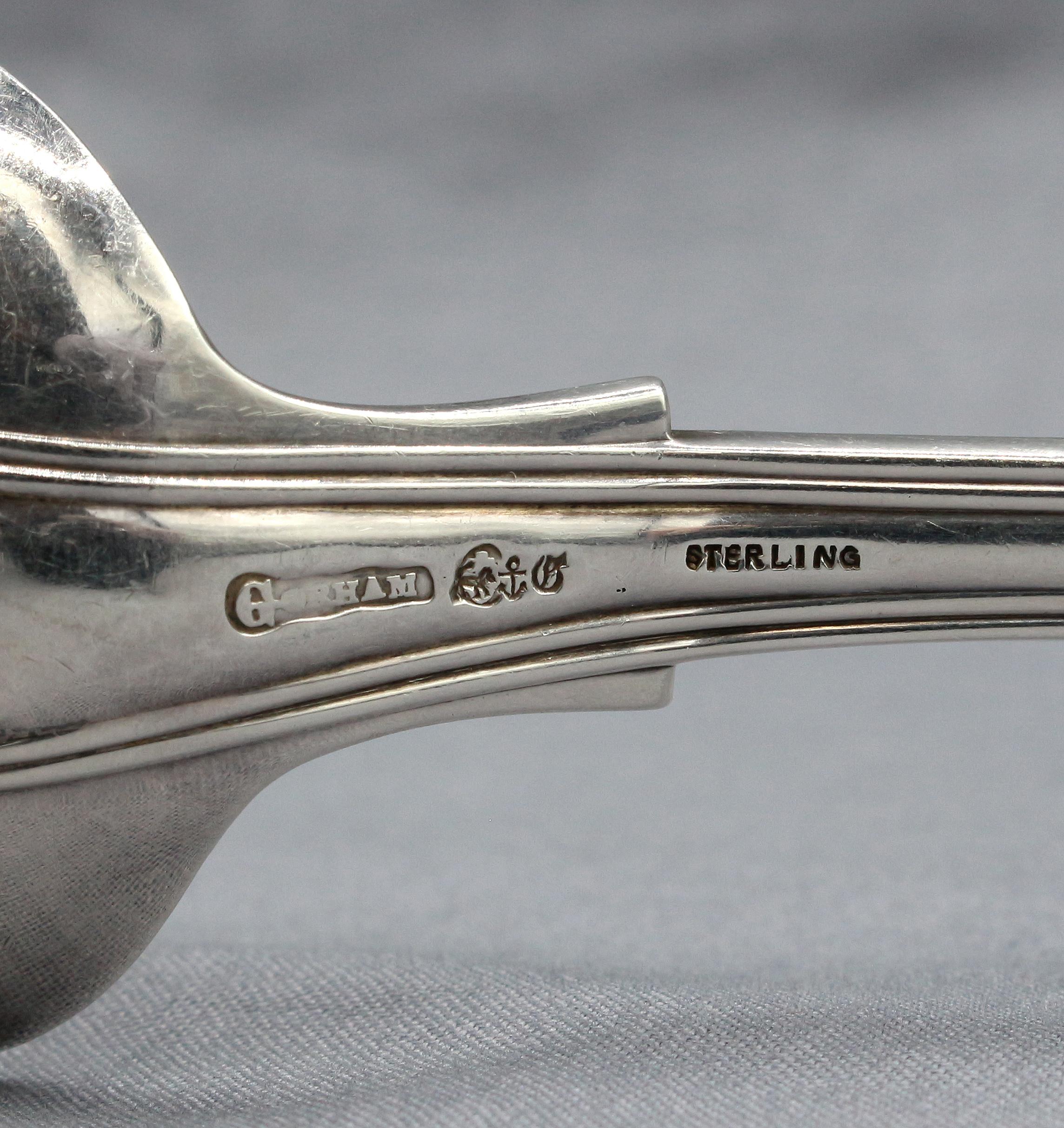 Early 20th Century Circa 1900 Set of 4 Sterling Silver Serving Spoons in 