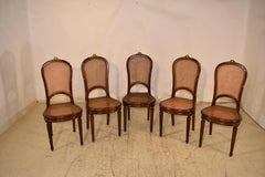 Circa 1900 Set of Five Louis XVI Side Chairs in Walnut