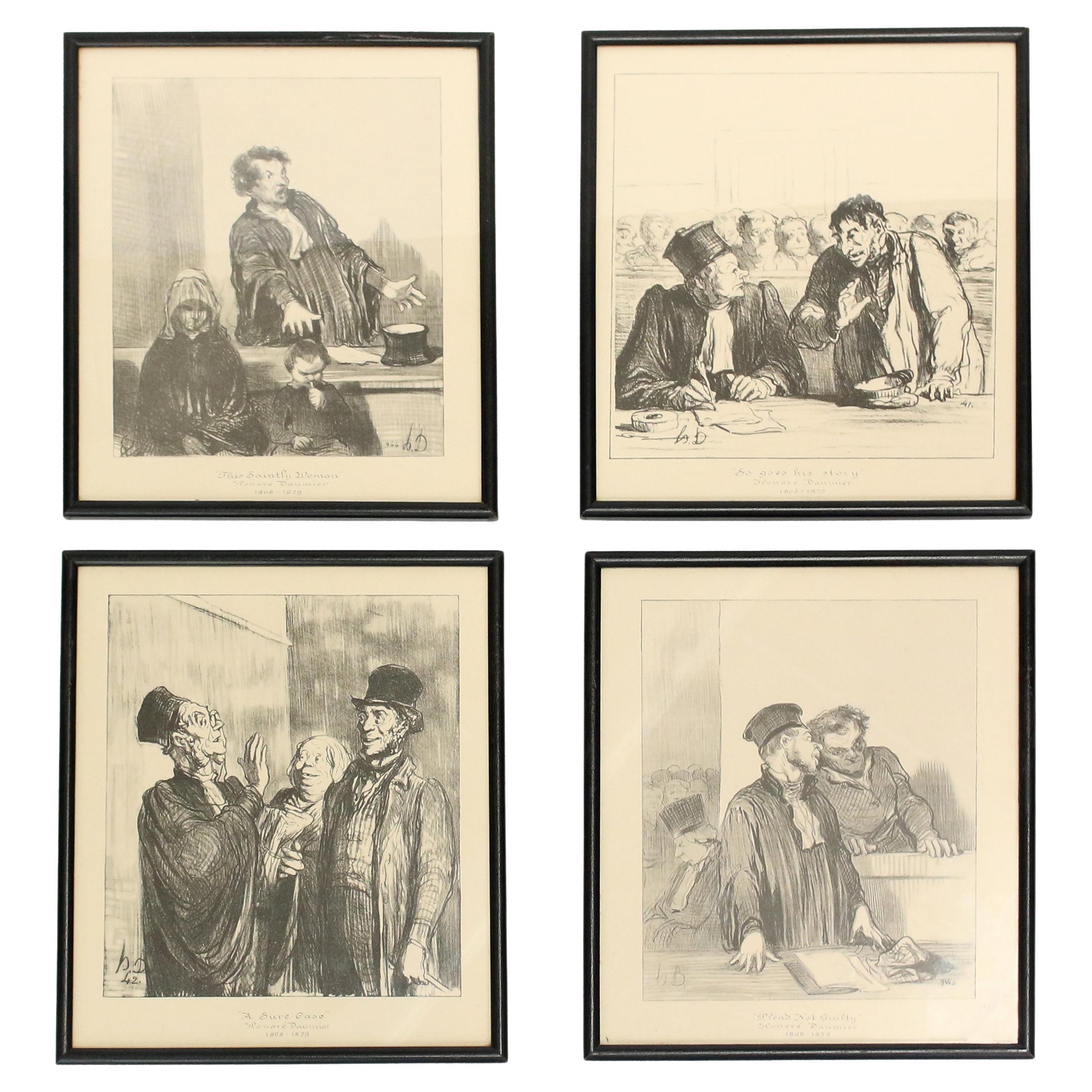 Circa 1900 Ensemble de quatre gravures d'Honor Daumier