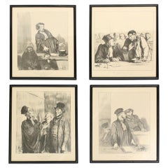 Set von vier ehrwürdigen Daumier-Drucken, um 1900
