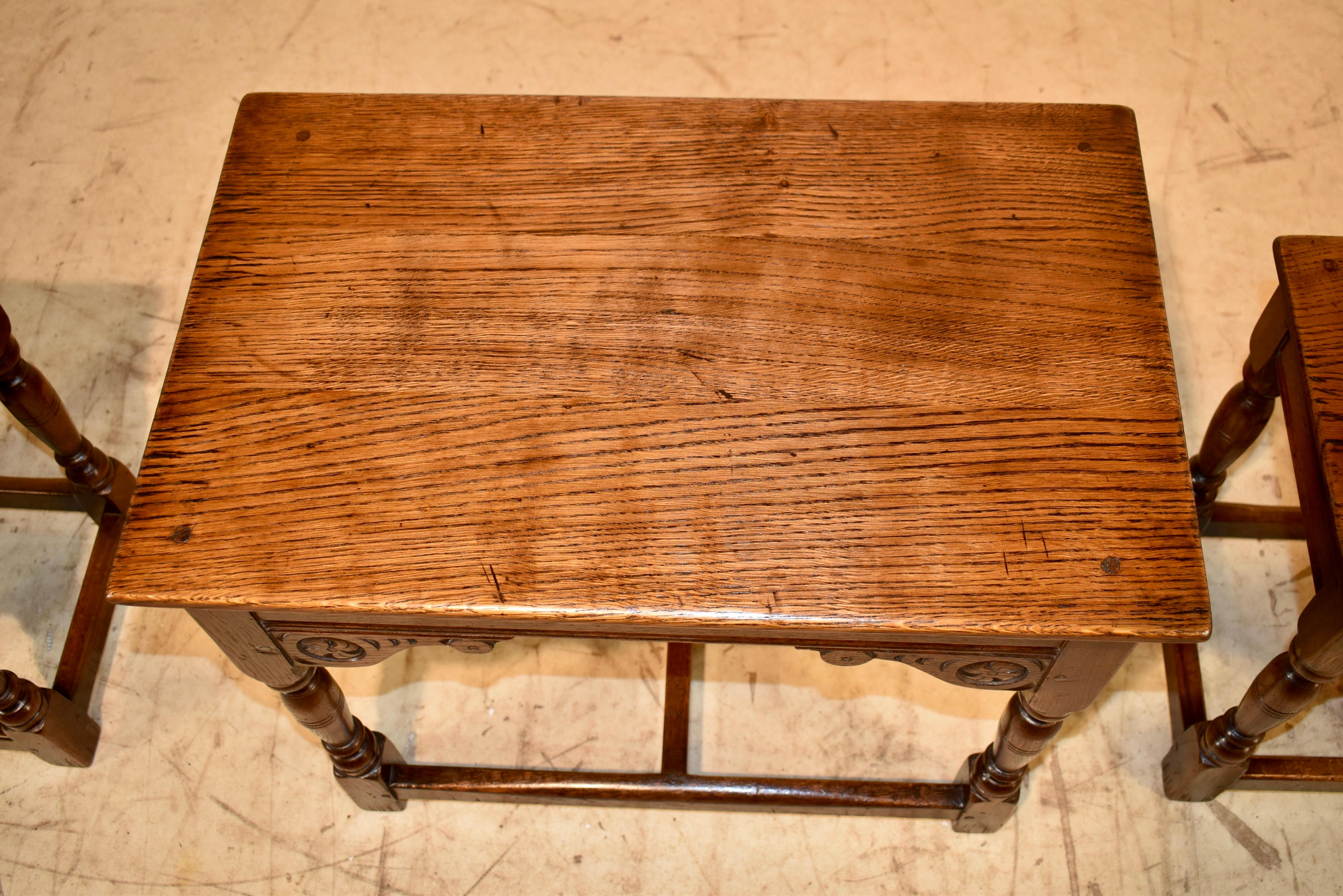 Circa 1900 Set of Three Oak Nesting Tables For Sale 3