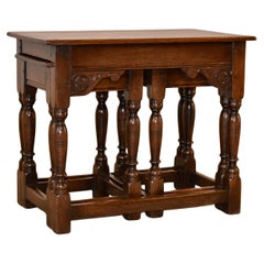 Antique Circa 1900 Set of Three Oak Nesting Tables