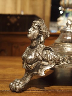 Silvered Brass and Gilt Encrier with Shepherdess and Monogram, circa 1900