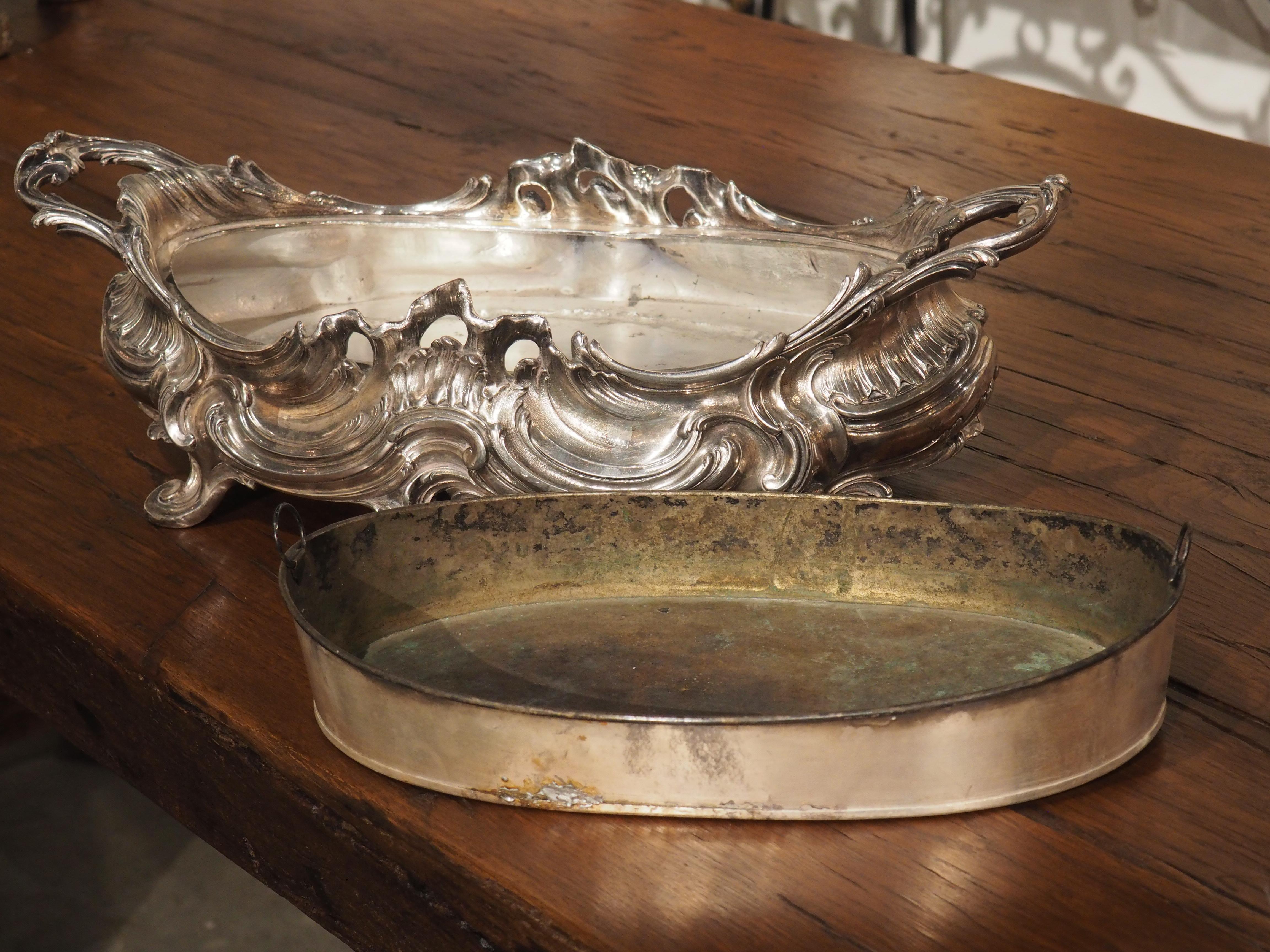 Art Nouveau Silvered Bronze Table Jardiniere from France, circa 1900 For Sale