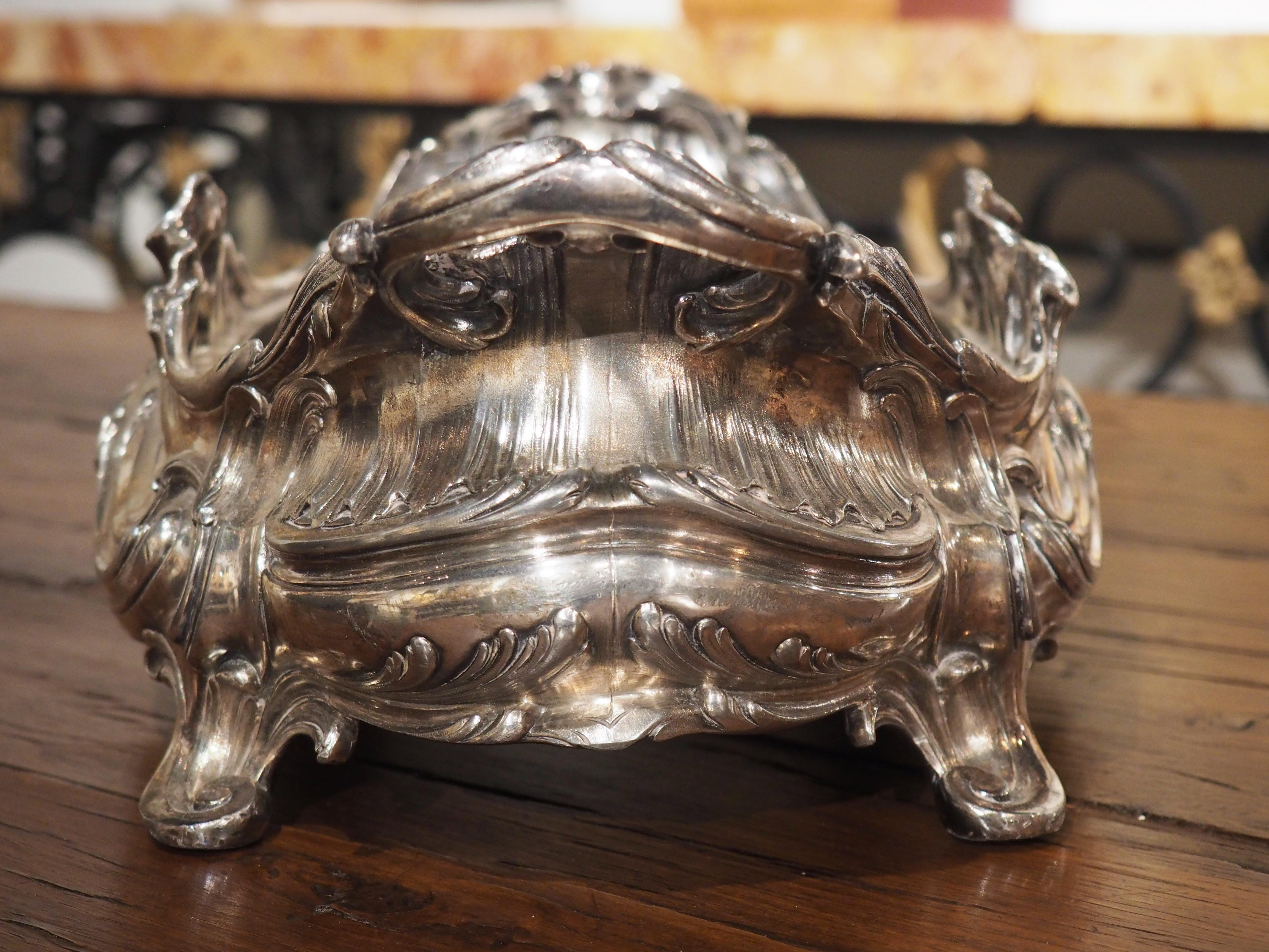Silvered Bronze Table Jardiniere from France, circa 1900 In Good Condition For Sale In Dallas, TX