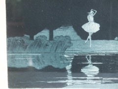 circa 1900 Sir Claude Francis Barry Aquatint Etching of a Ballet Dancer in Swan