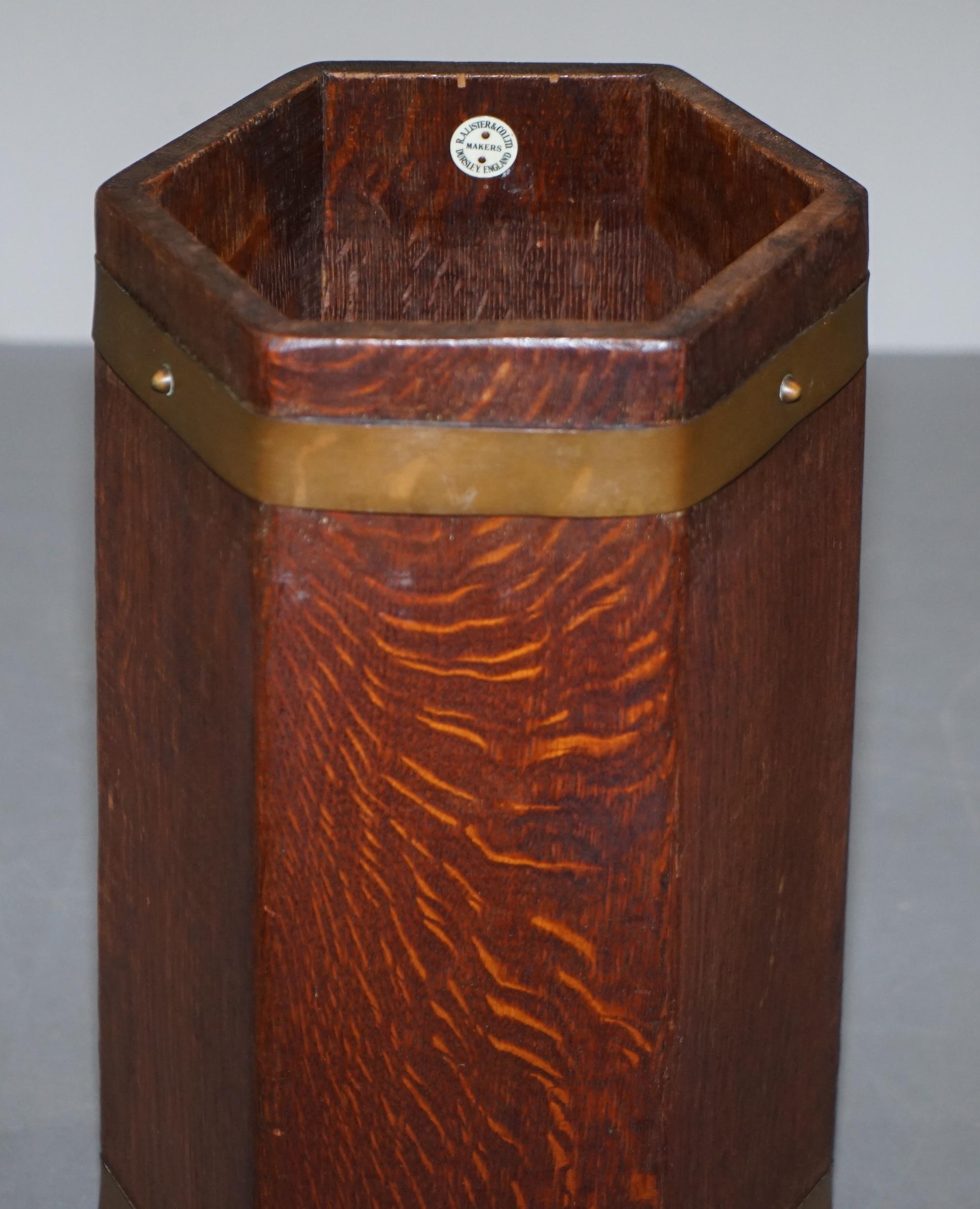 Stamed R.a.Lister & Co Ltd Dursley England Oak Stick Umbrella Stand, circa 1900 1