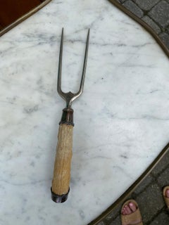 Circa 1900 Sterling Silver Meat Fork, Marked Homas 1900, Engraved R on Handle