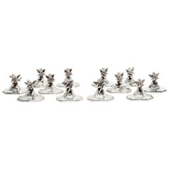 Sterling Silver Musical Chair Place Card Holders Set, circa 1900