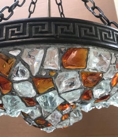 Swedish Glass and Bronze Jugendstil Light Fixture, circa 1900