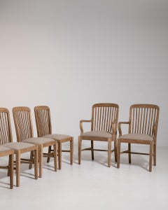 Circa 1900 Taupe Wood Set of Six Provençal Oak Chairs