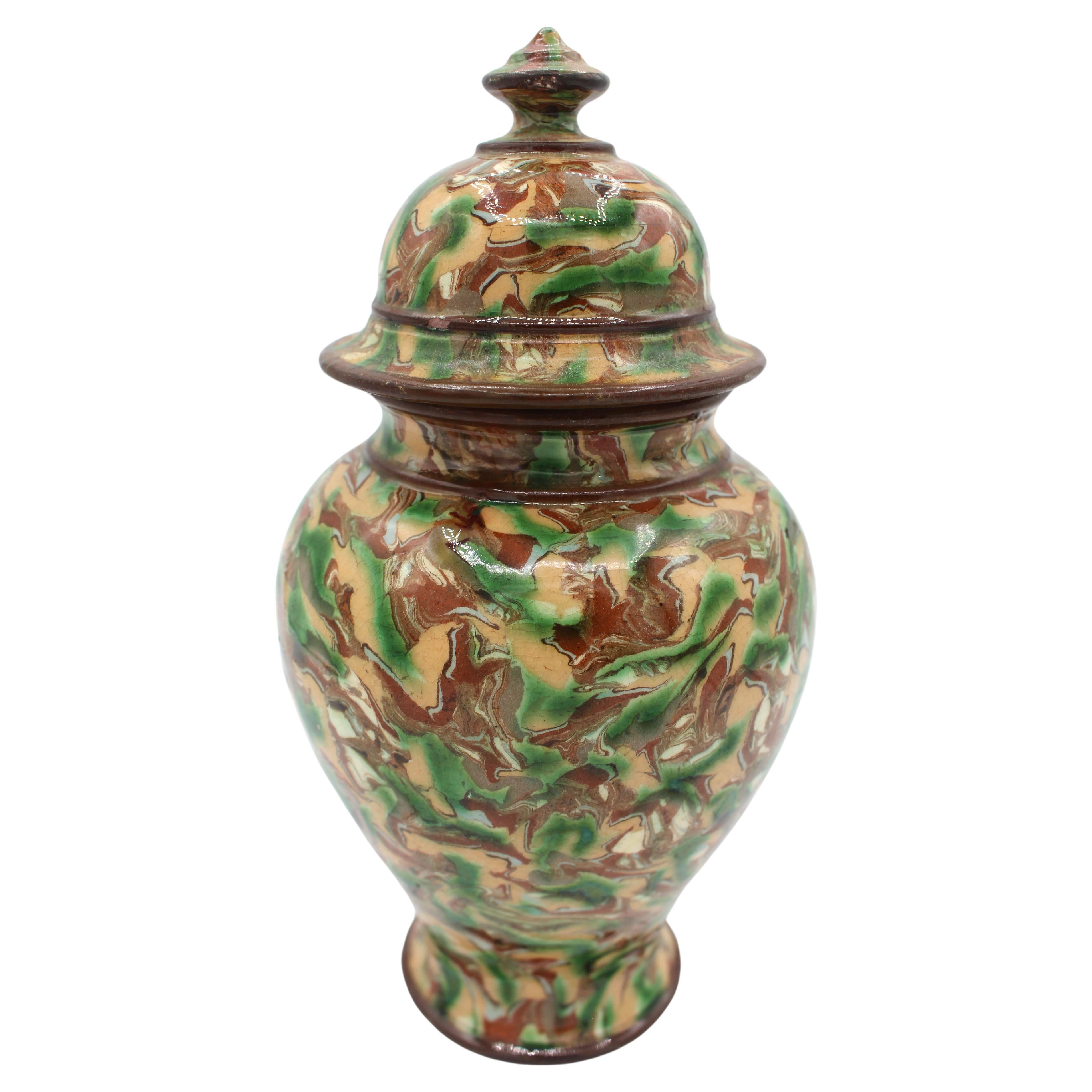 Circa 1900 Terracotta Covered Jar, French, by Maison Pichon Uzes