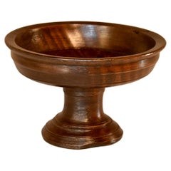 Antique Circa 1900 Turned Fruitwood Pedestal Bowl