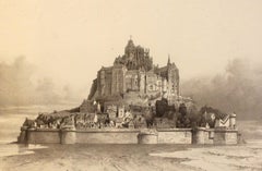 Circa 1900 Vue du Mont St Michel Lithograph by T. Drake