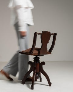Circa 1900 Walnut Wood Mahogany Adjustable Inlaid Accent Chair