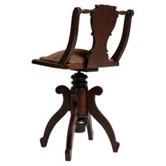 Circa 1900 Walnut Wood Mahogany Adjustable Inlaid Accent Chair