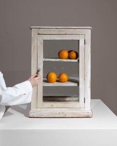 Circa 1900 Wood White Patinated Countertop Display Cabinet