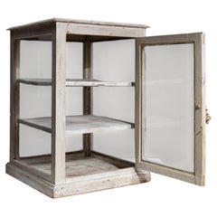 Circa 1900 Wood White Patinated Countertop Display Cabinet